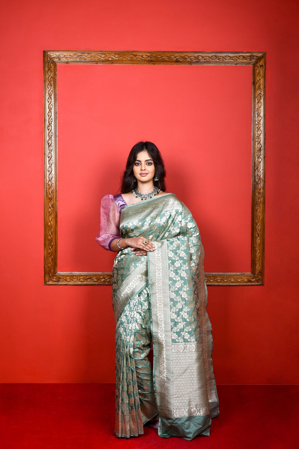 Pistachio Green  Katan Silk Handwoven Banaras Saree