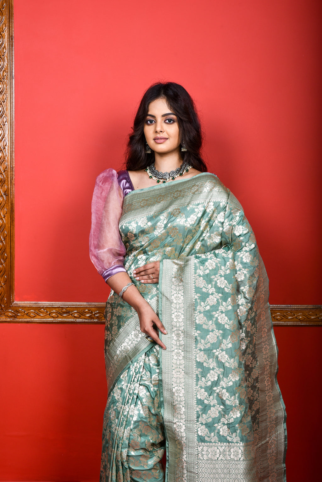 Pistachio Green  Katan Silk Handwoven Banaras Saree