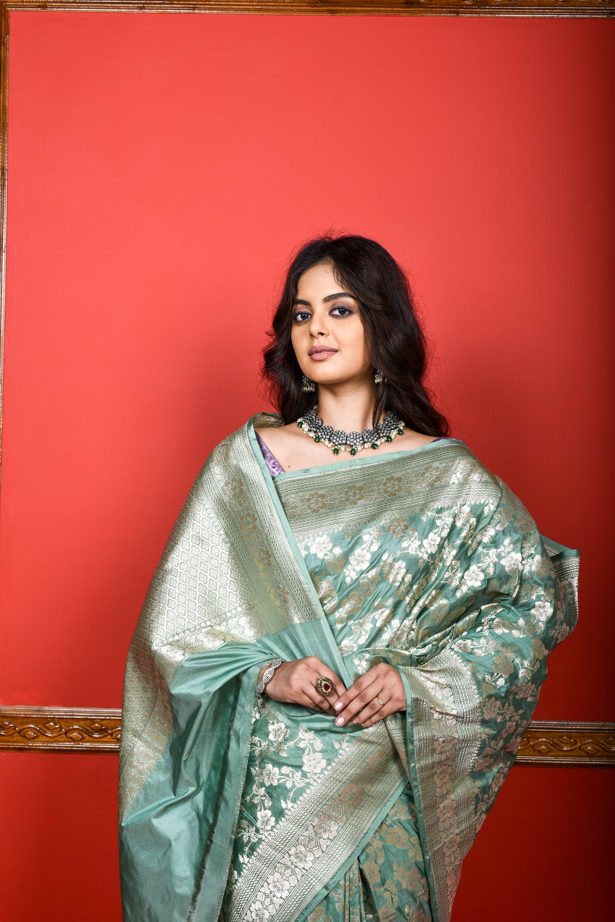Pistachio Green  Katan Silk Handwoven Banaras Saree