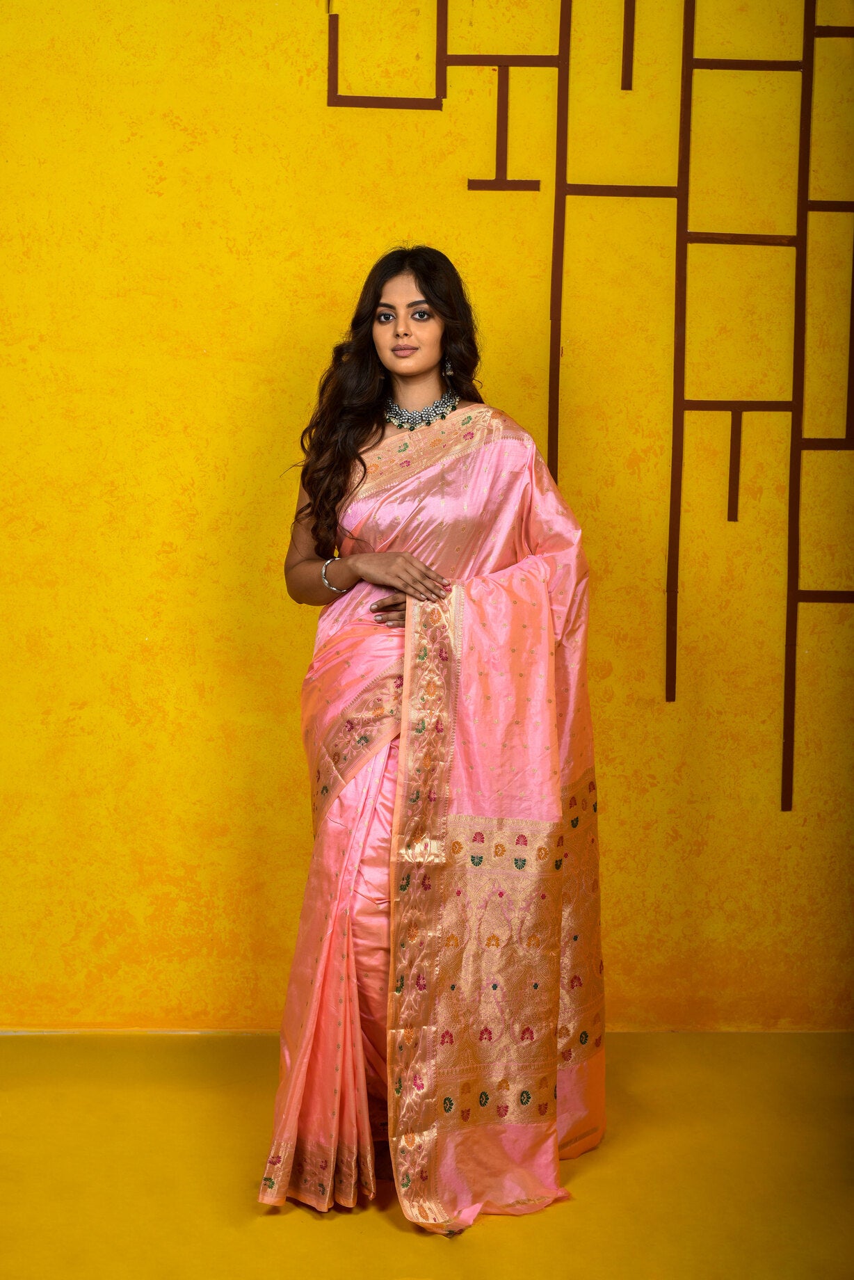 Baby Pink  Katan Silk Handwoven Banaras Saree