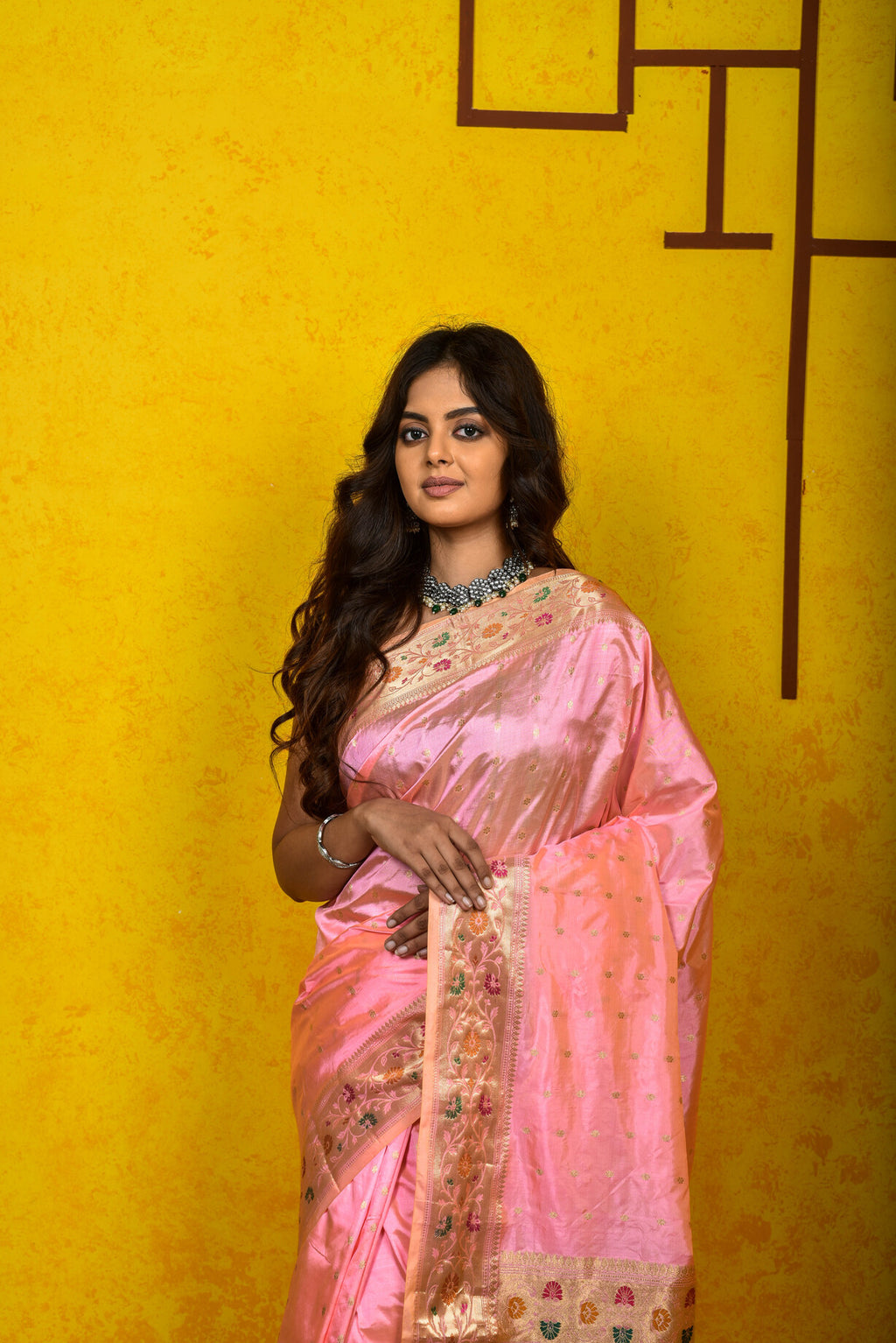 Baby Pink  Katan Silk Handwoven Banaras Saree