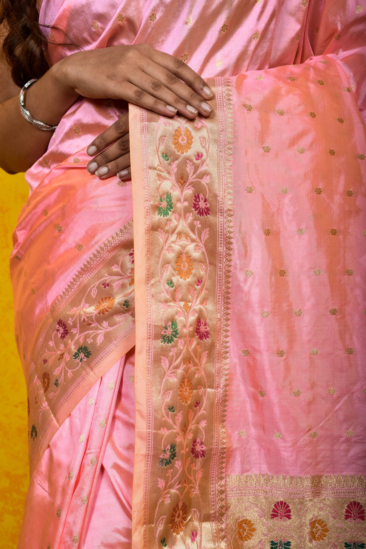 Baby Pink  Katan Silk Handwoven Banaras Saree