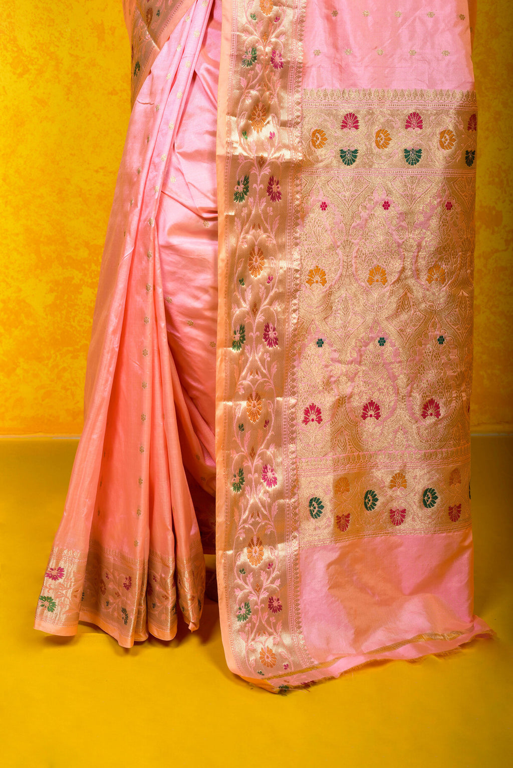 Baby Pink  Katan Silk Handwoven Banaras Saree