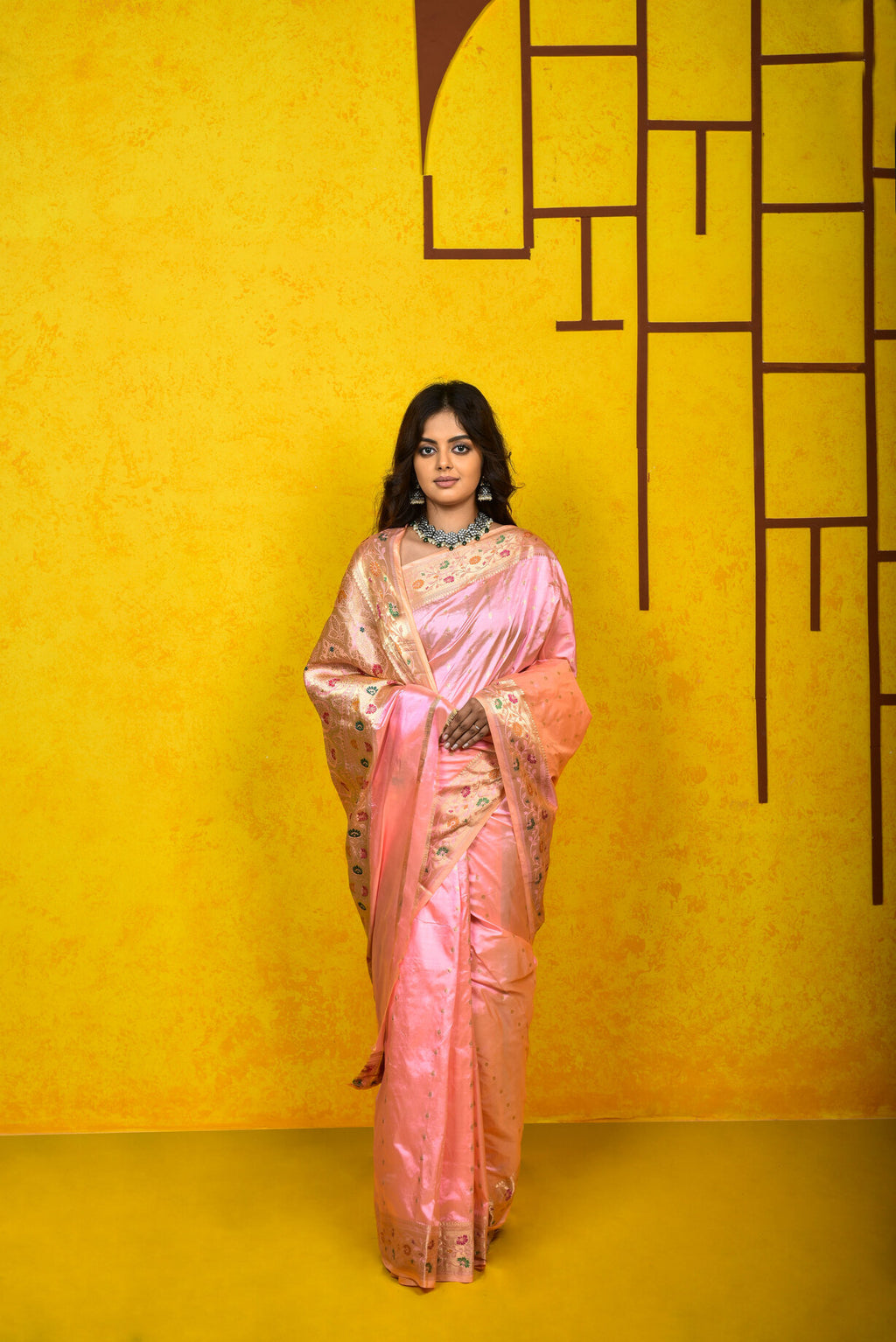 Baby Pink  Katan Silk Handwoven Banaras Saree