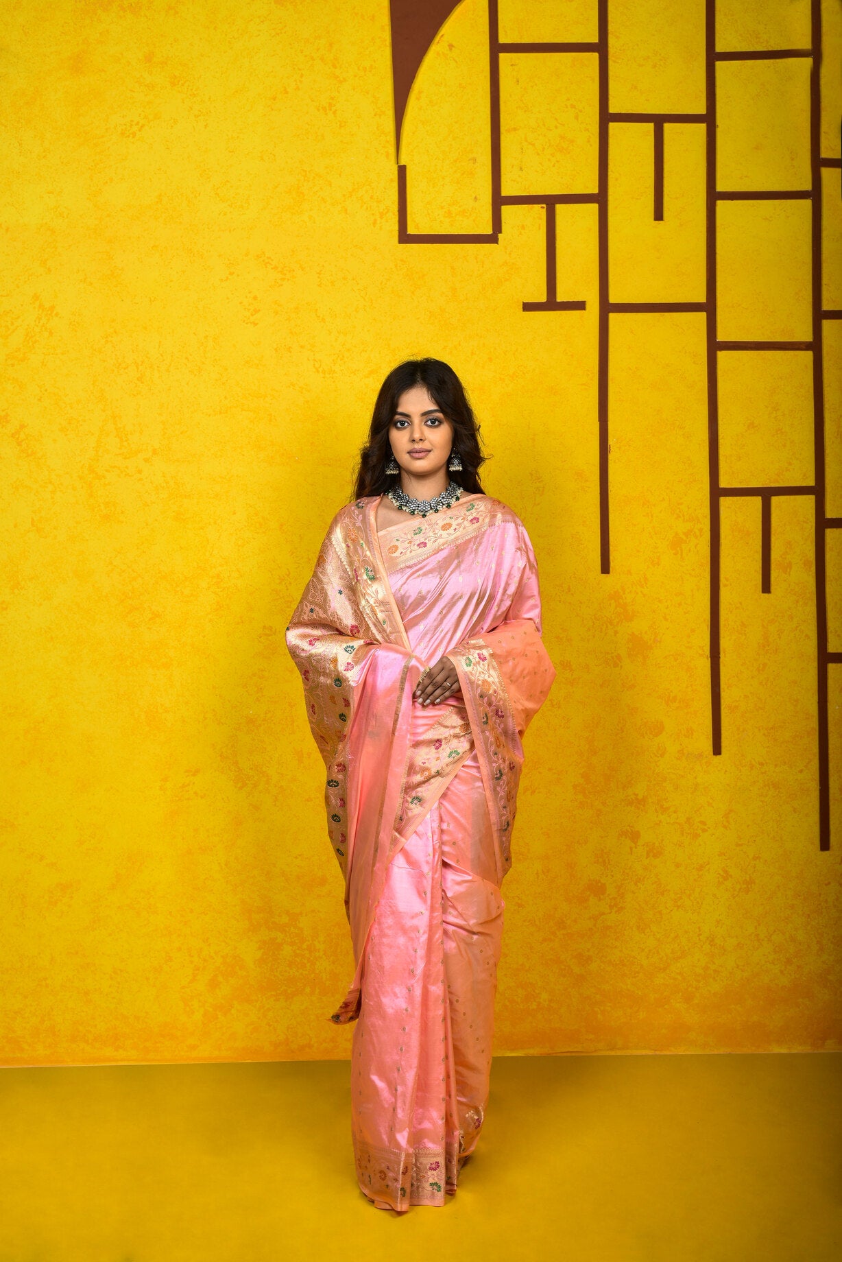 Baby Pink  Katan Silk Handwoven Banaras Saree
