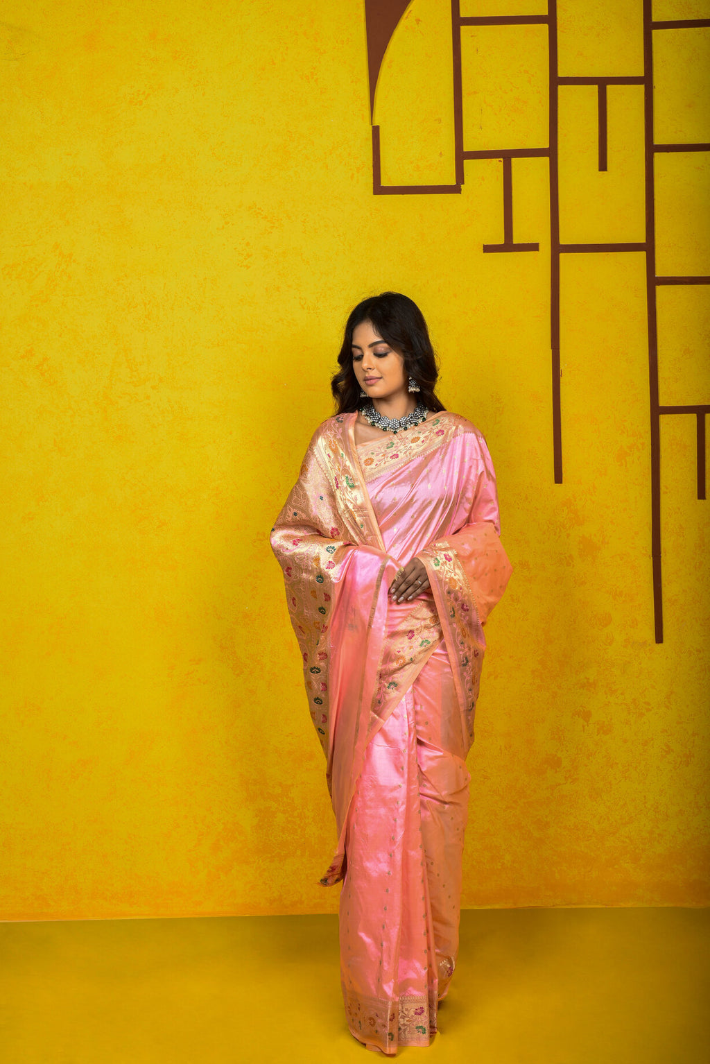 Baby Pink  Katan Silk Handwoven Banaras Saree