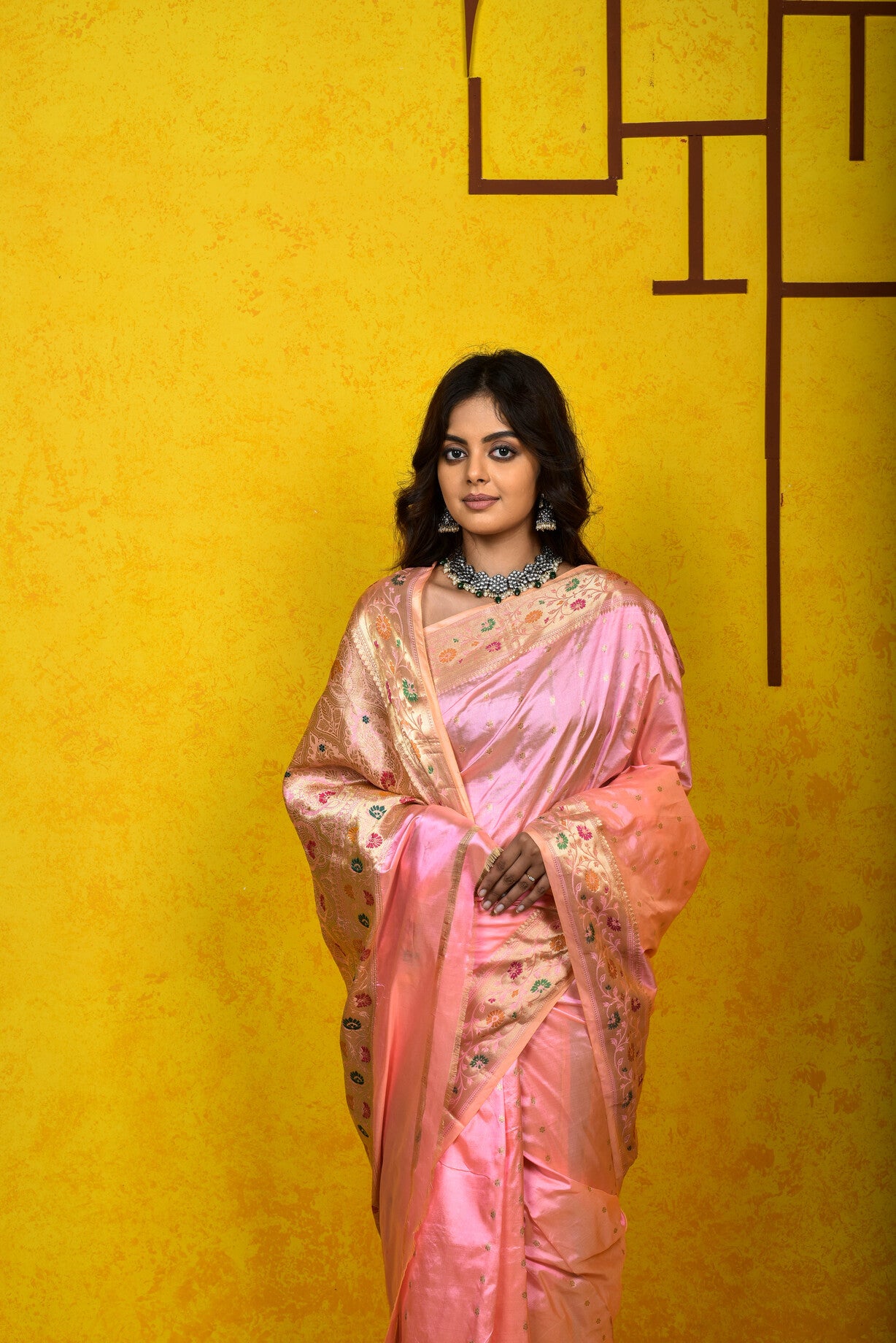 Baby Pink  Katan Silk Handwoven Banaras Saree