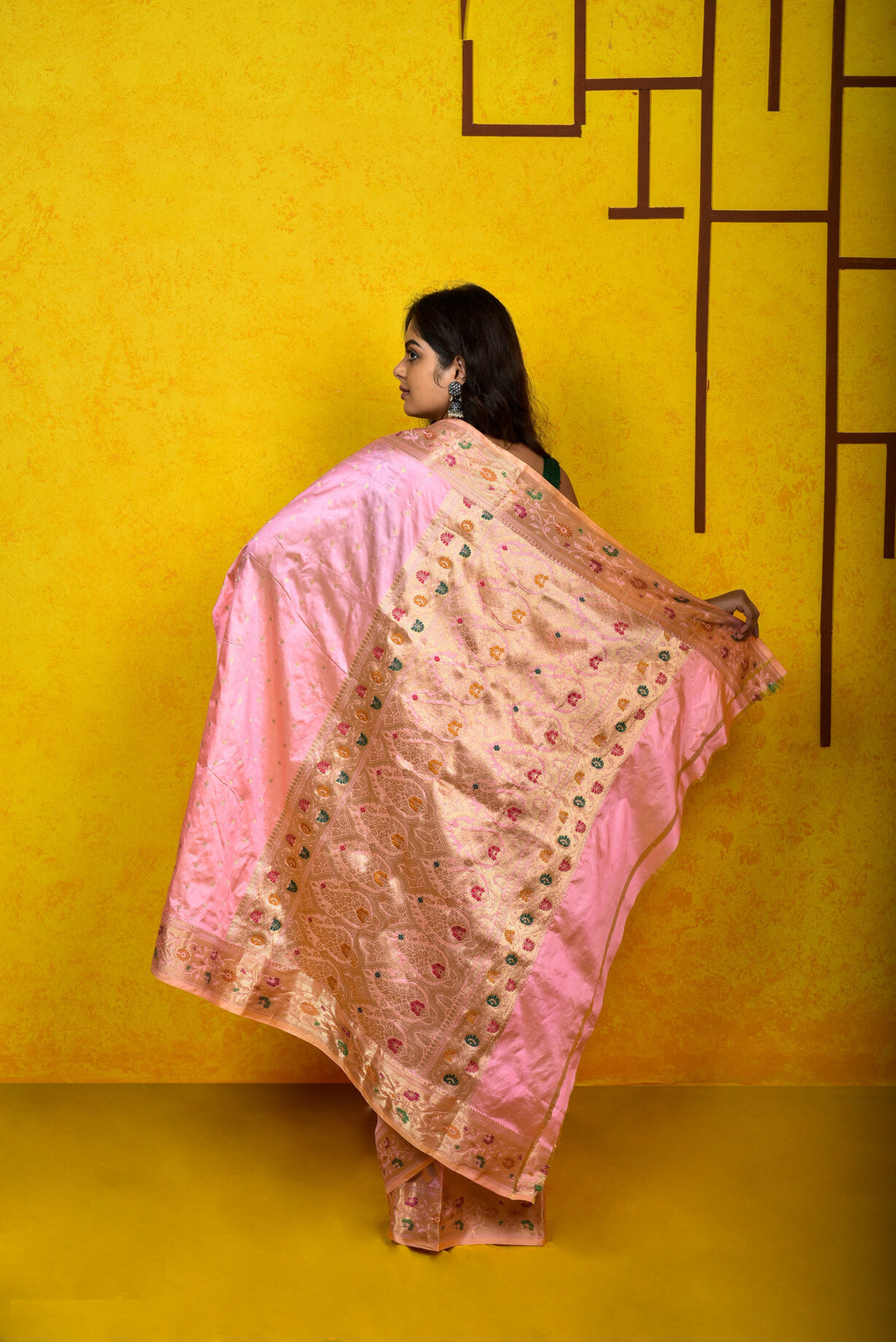 Baby Pink  Katan Silk Handwoven Banaras Saree