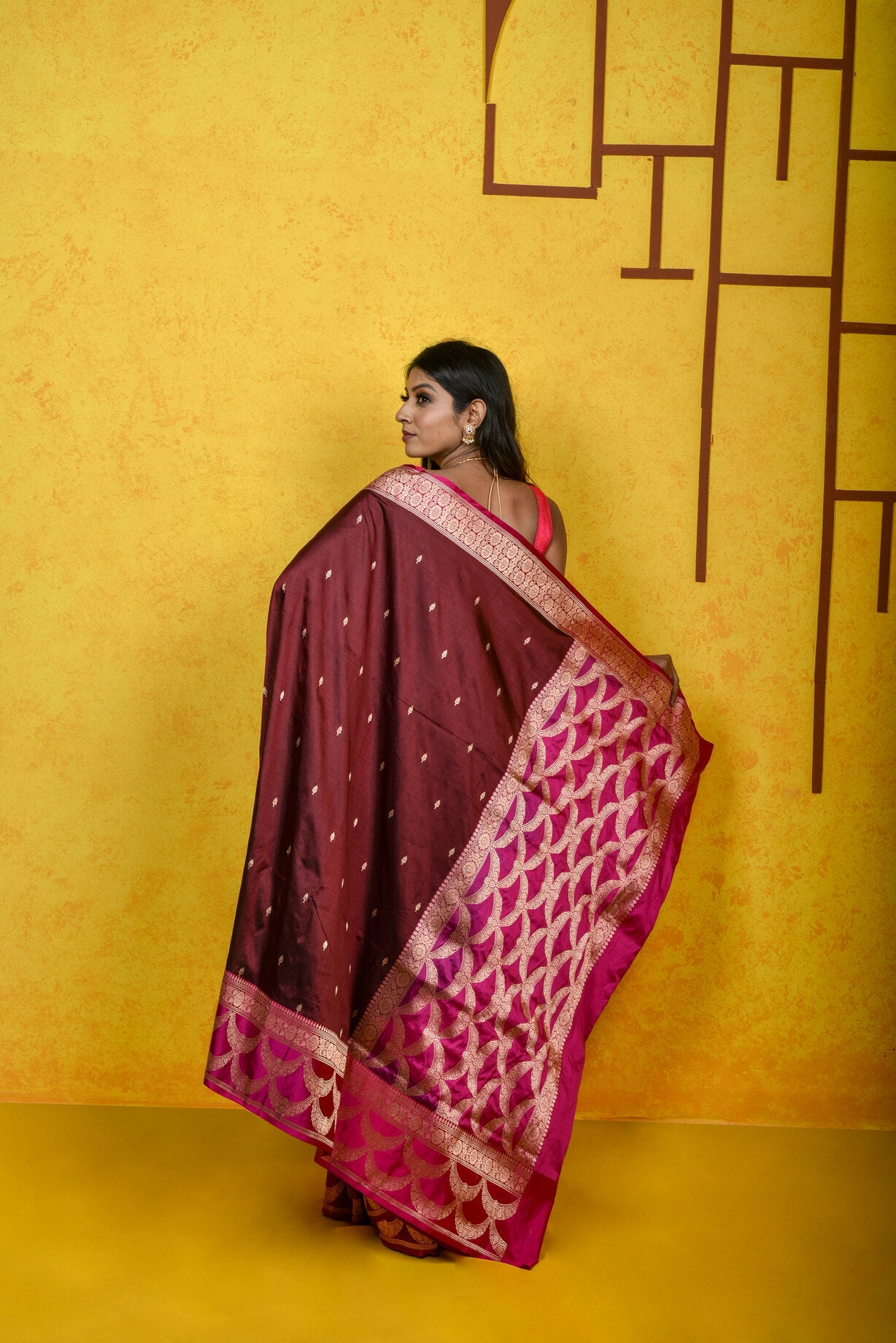 Coco Brown Katan Silk Handwoven Banaras Saree
