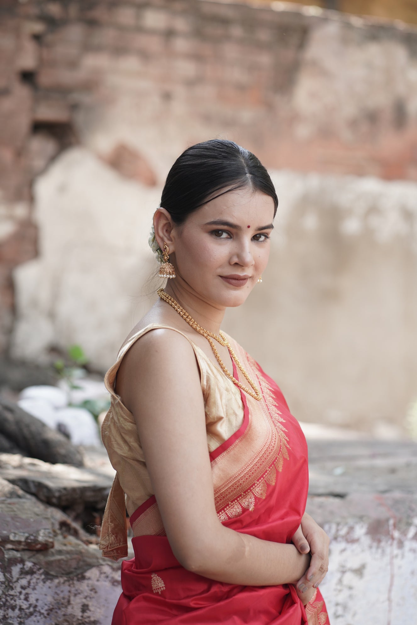 Red Pure Handwoven Banarasi Katan Silk Saree