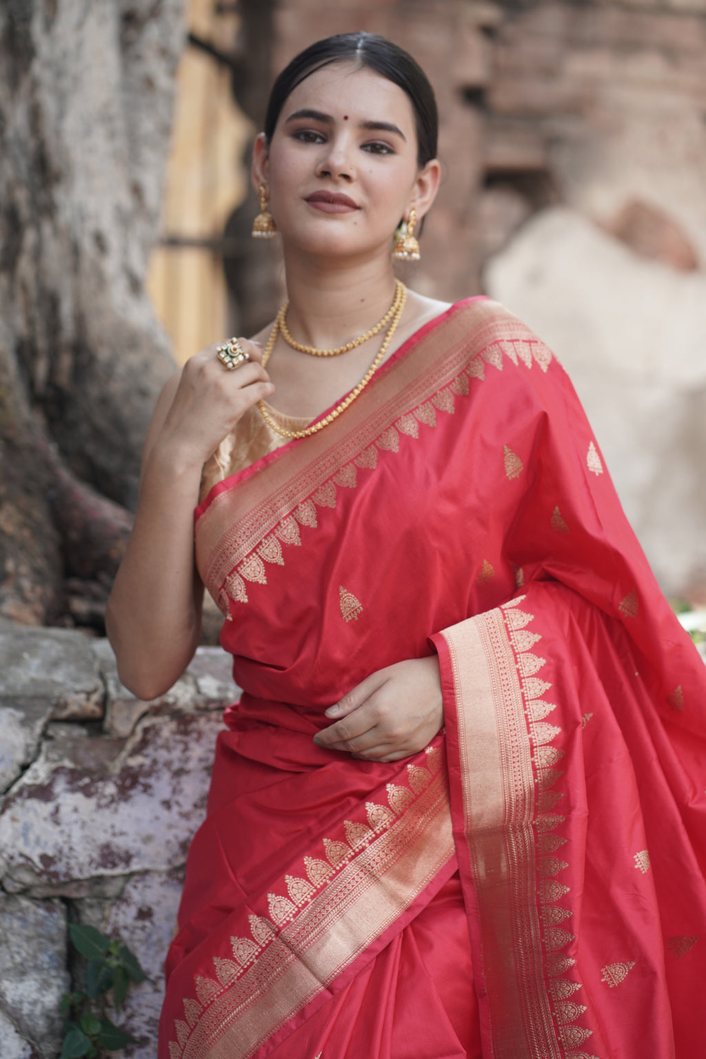 Red Pure Handwoven Banarasi Katan Silk Saree