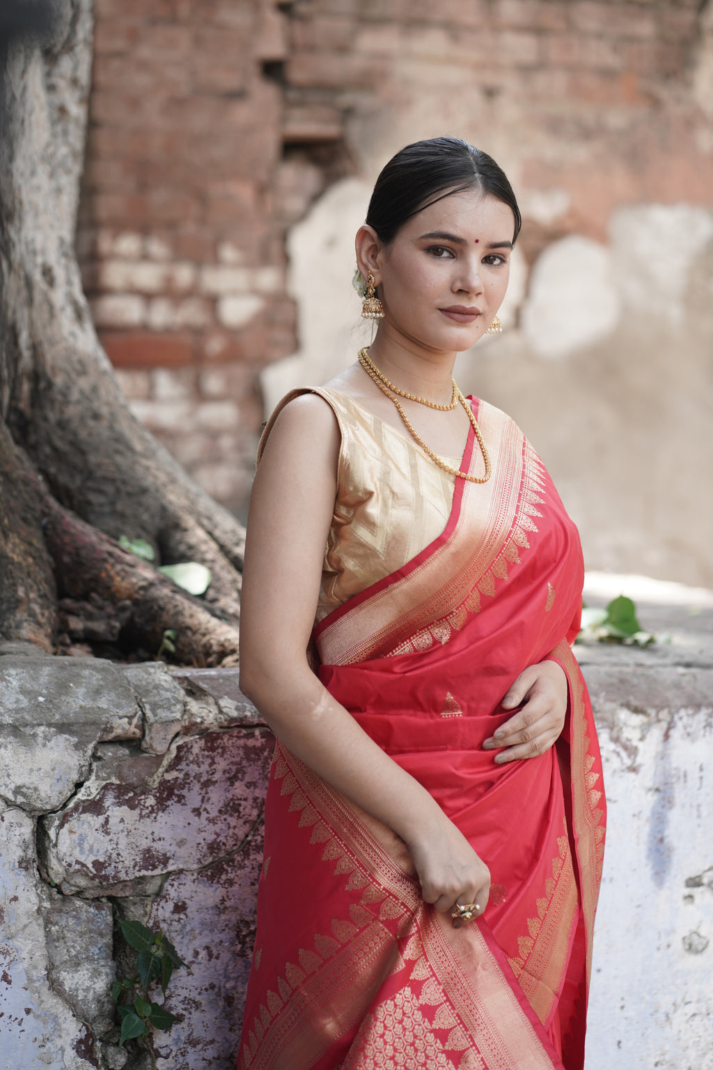 Red Pure Handwoven Banarasi Katan Silk Saree