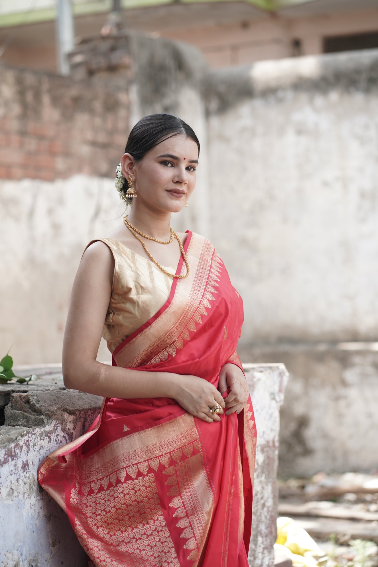 Red Pure Handwoven Banarasi Katan Silk Saree