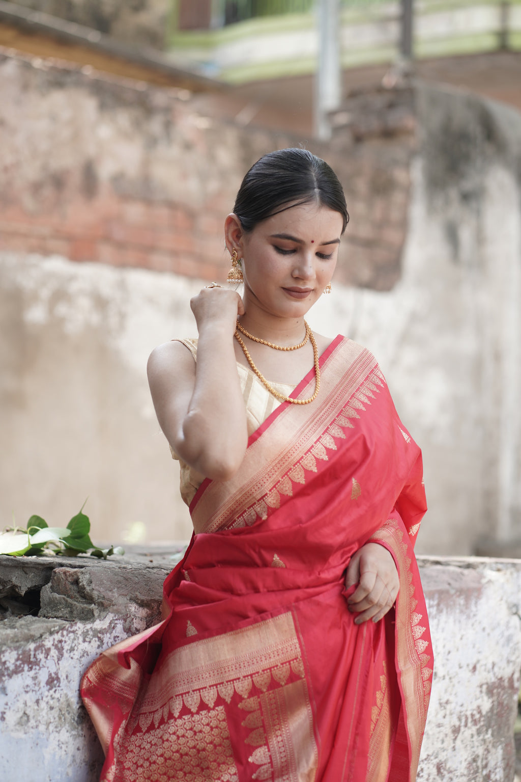 Red Pure Handwoven Banarasi Katan Silk Saree