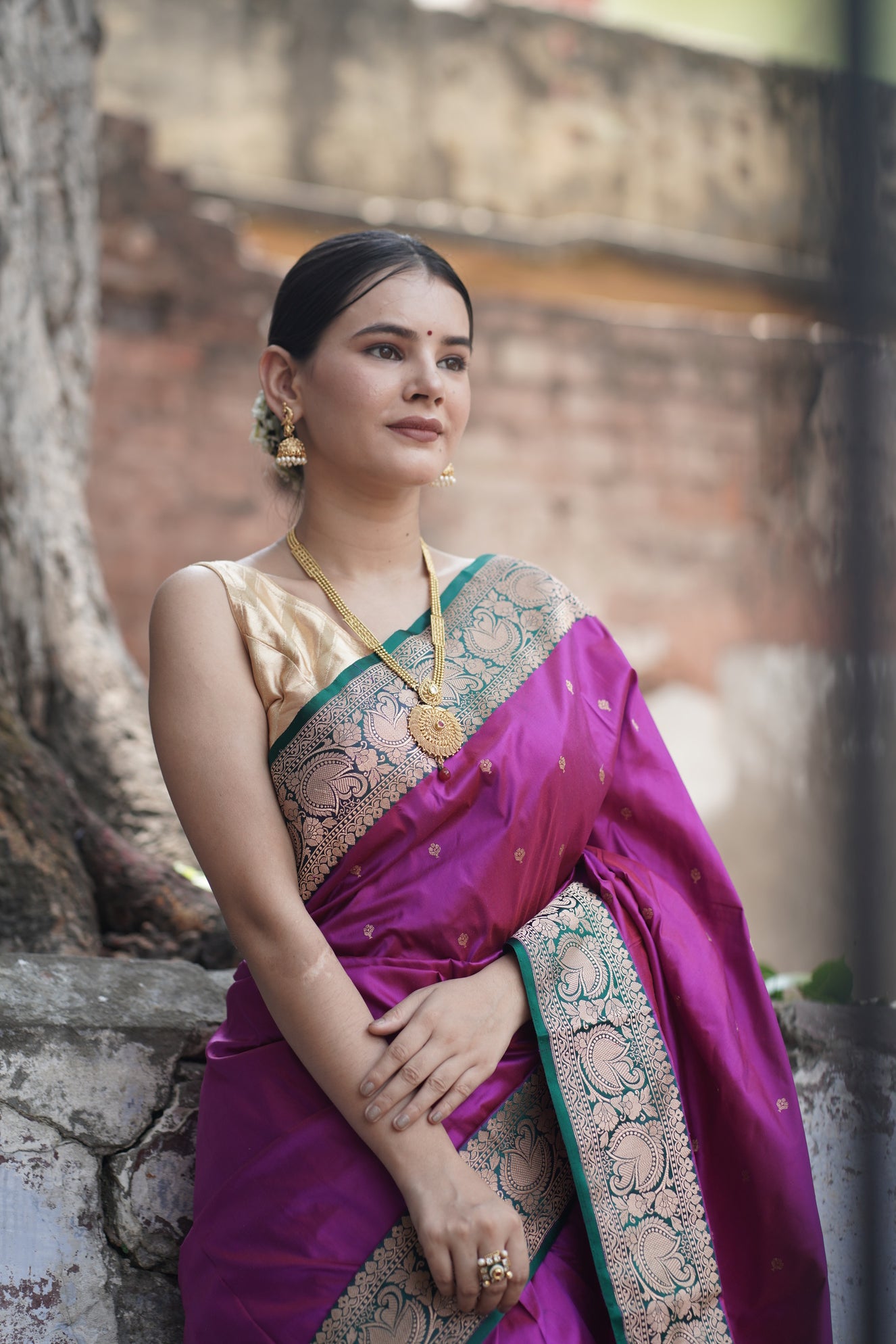 Magenta Purple Pure Handwoven Banarasi Katan Silk Saree