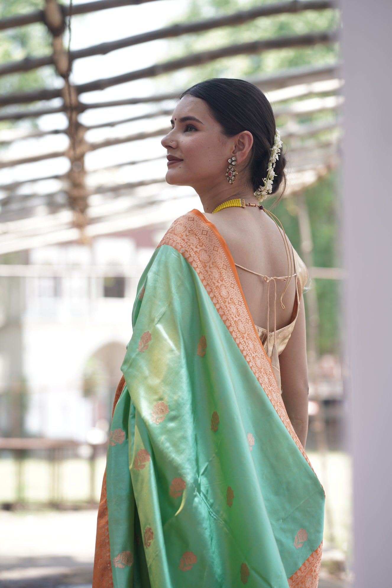 Sea Green Pure Handwoven Banarasi Katan Silk Saree