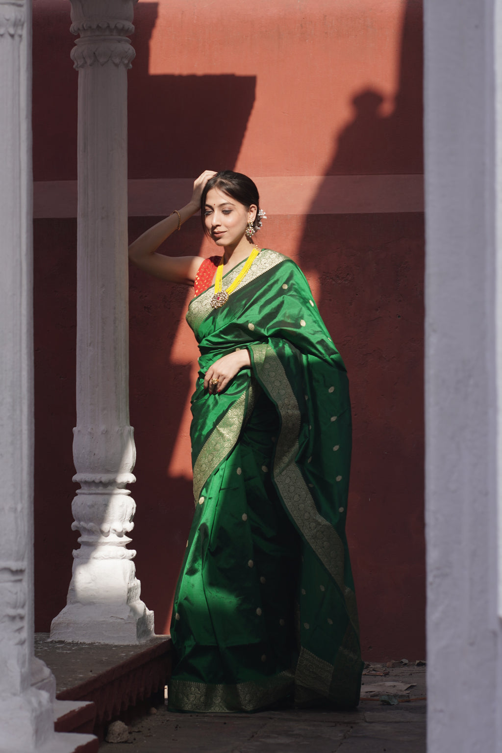 Deep Green Pure Handwoven Banarasi Katan Silk Saree