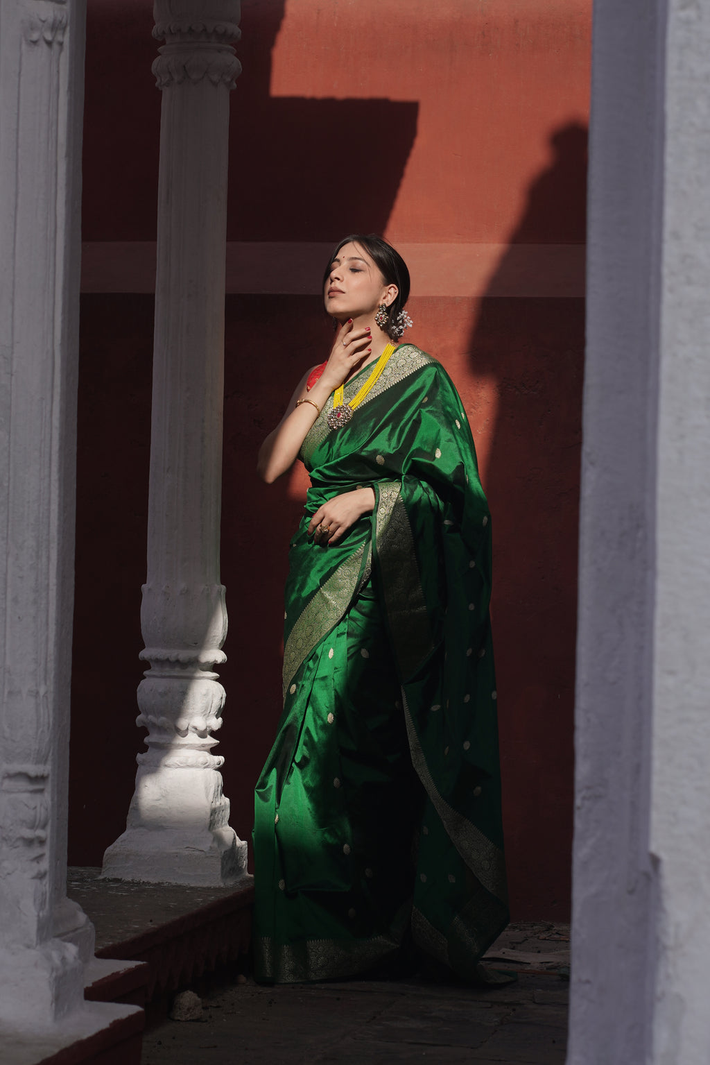 Deep Green Pure Handwoven Banarasi Katan Silk Saree