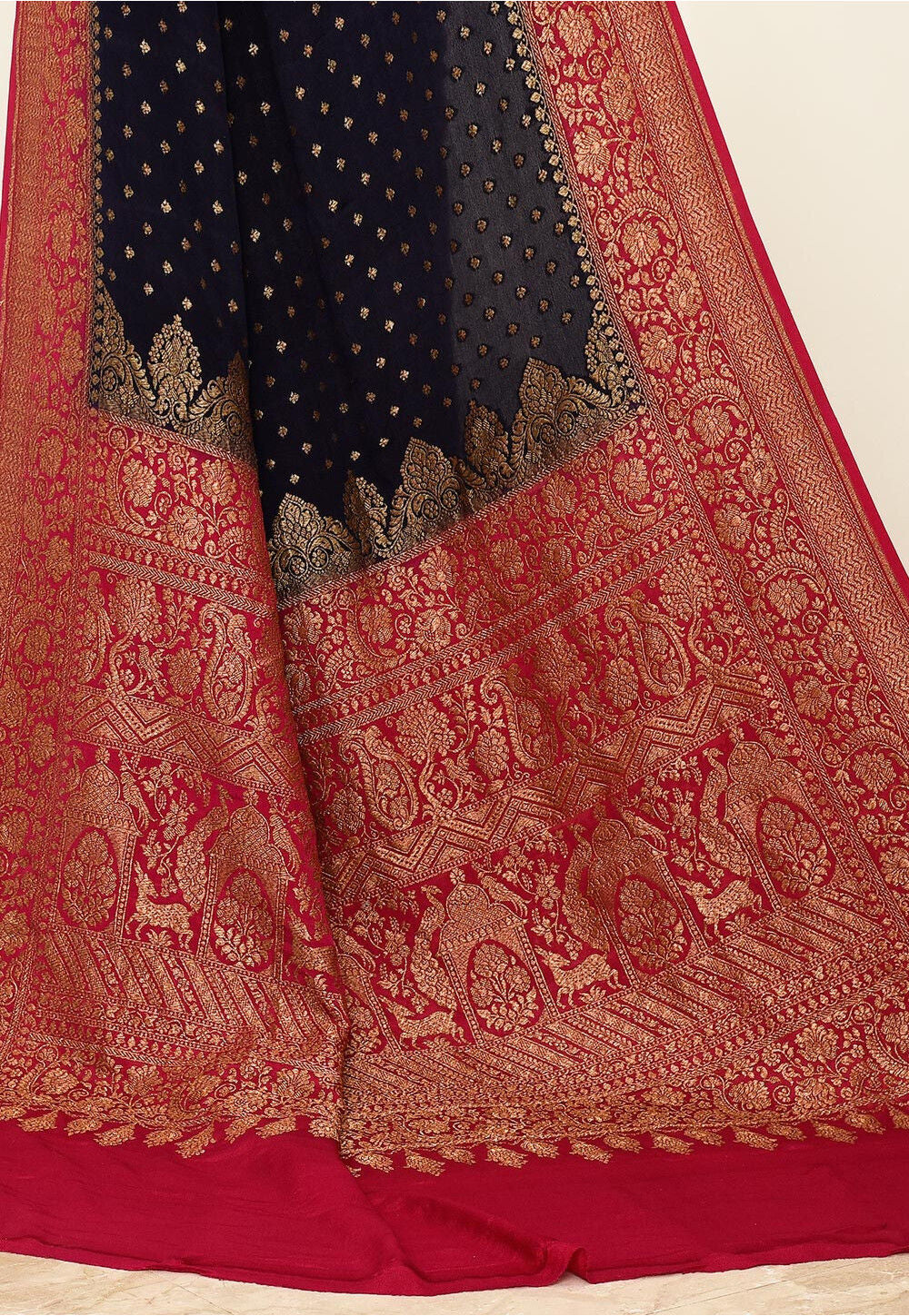 Crepe Silk Handwoven Banaras Saree