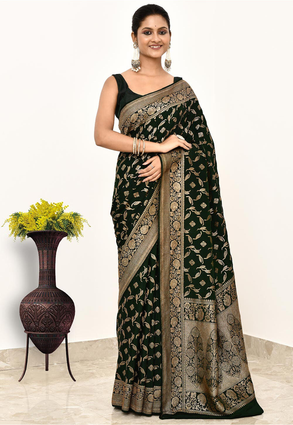 Black Khaddi  Silk Handwoven Banaras Saree
