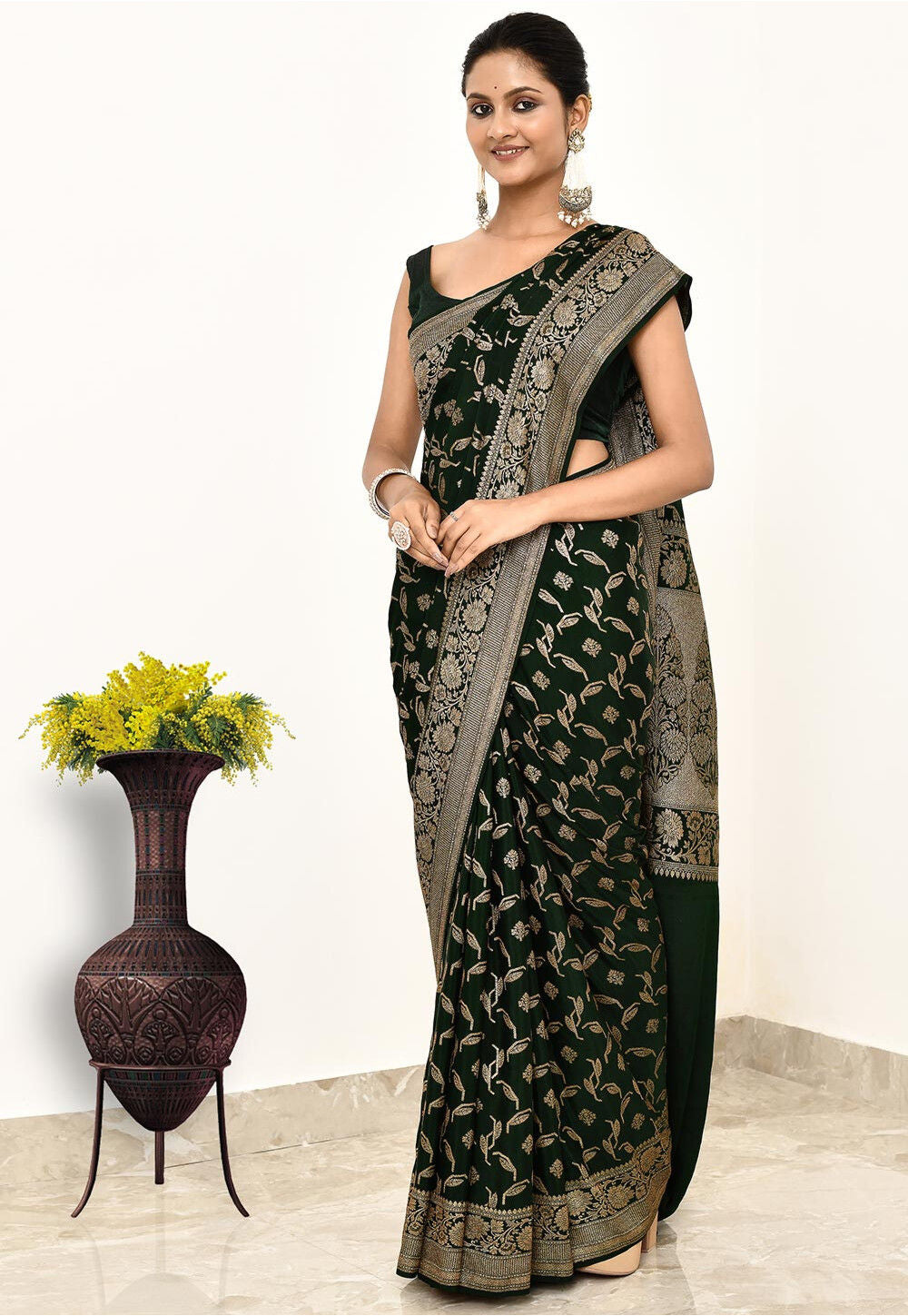 Black Khaddi  Silk Handwoven Banaras Saree
