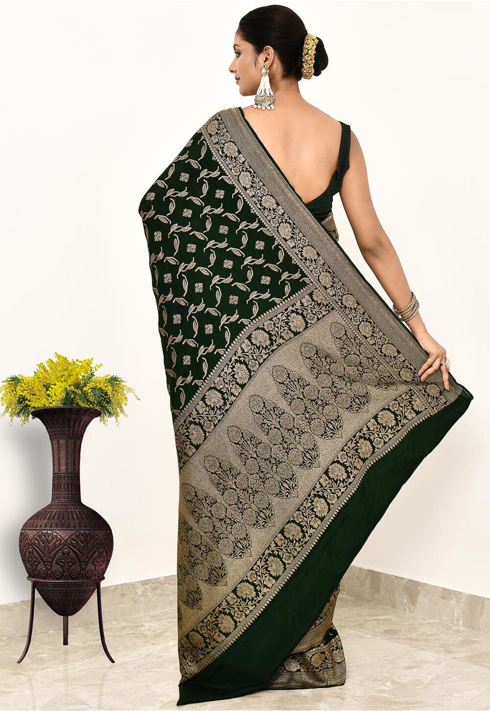 Black Khaddi  Silk Handwoven Banaras Saree