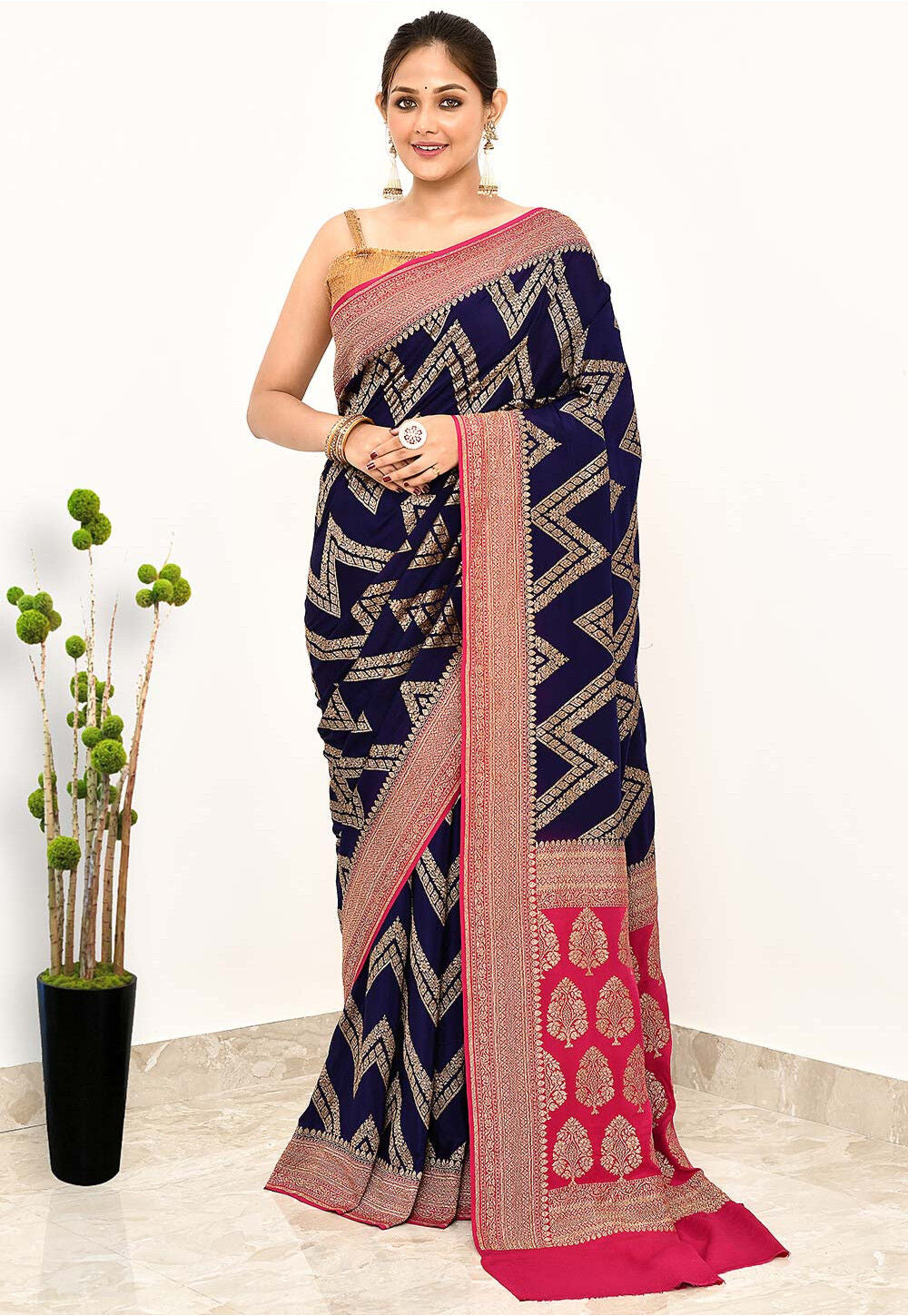 Wine Khaddi Silk Handwoven Banaras Saree