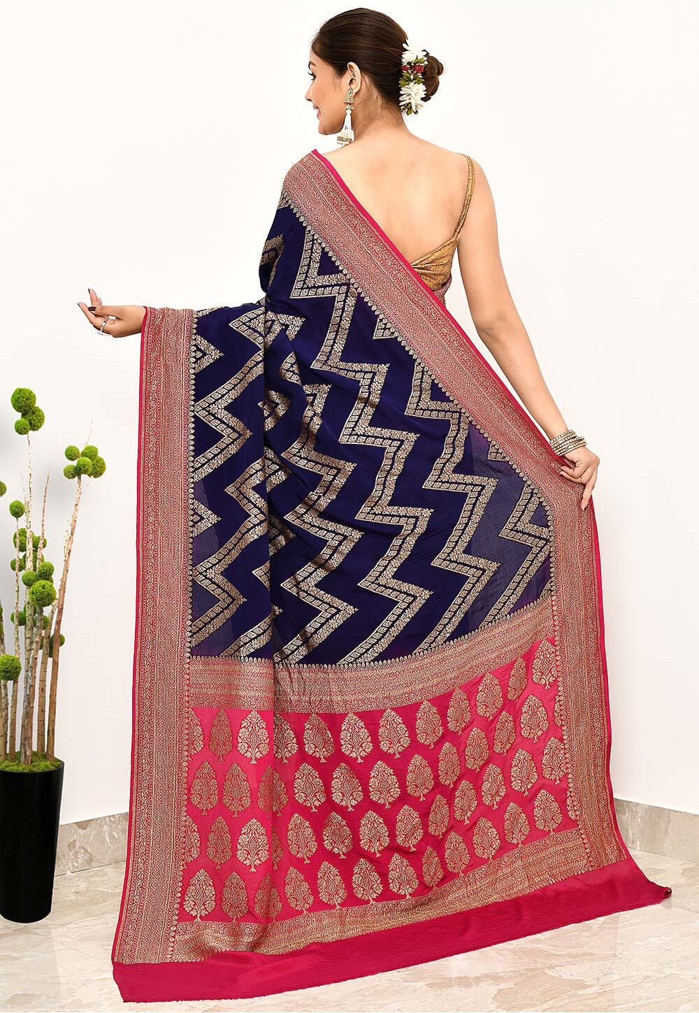 Wine Khaddi Silk Handwoven Banaras Saree