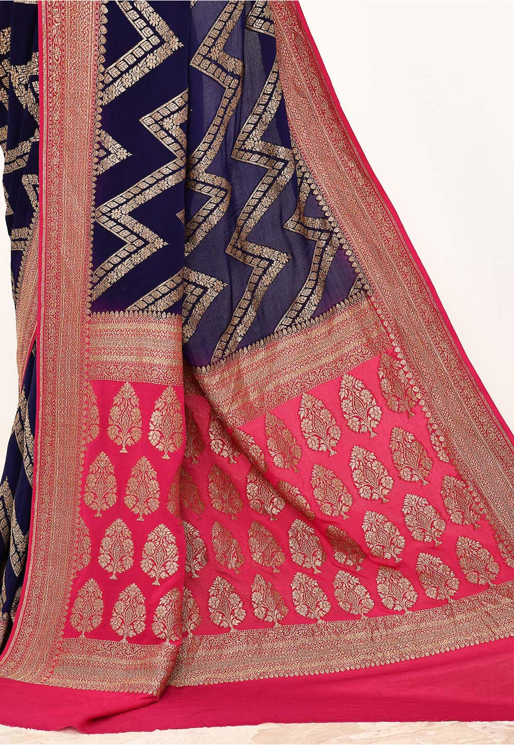 Wine Khaddi Silk Handwoven Banaras Saree