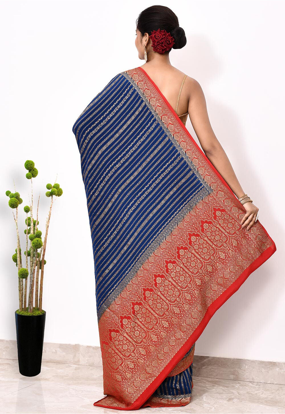 Blue Khaddi Silk Handwoven Banaras Saree