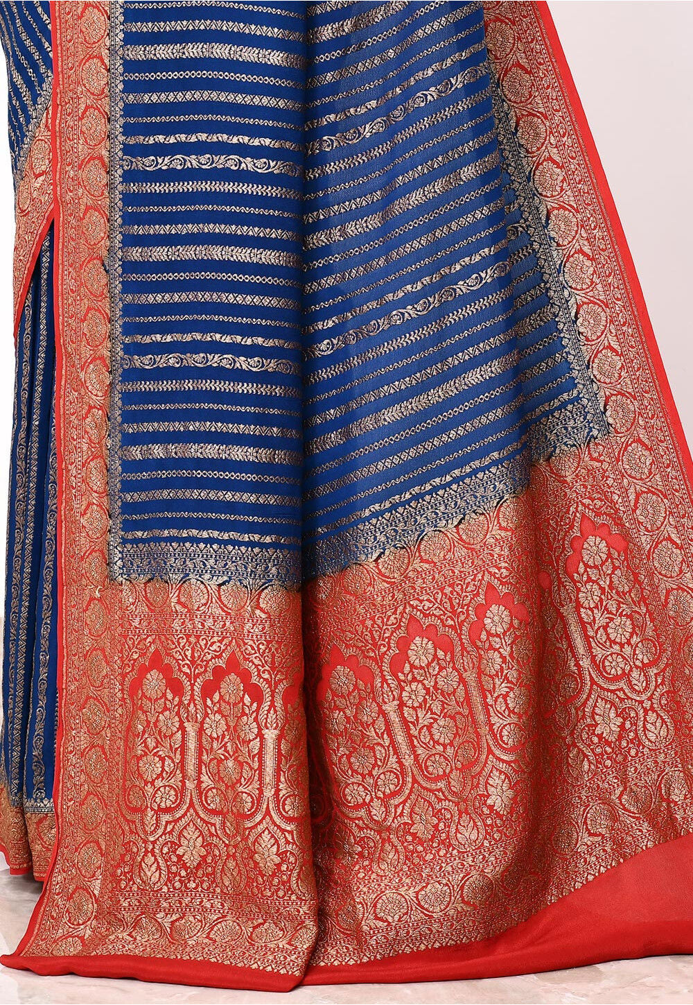 Blue Khaddi Silk Handwoven Banaras Saree