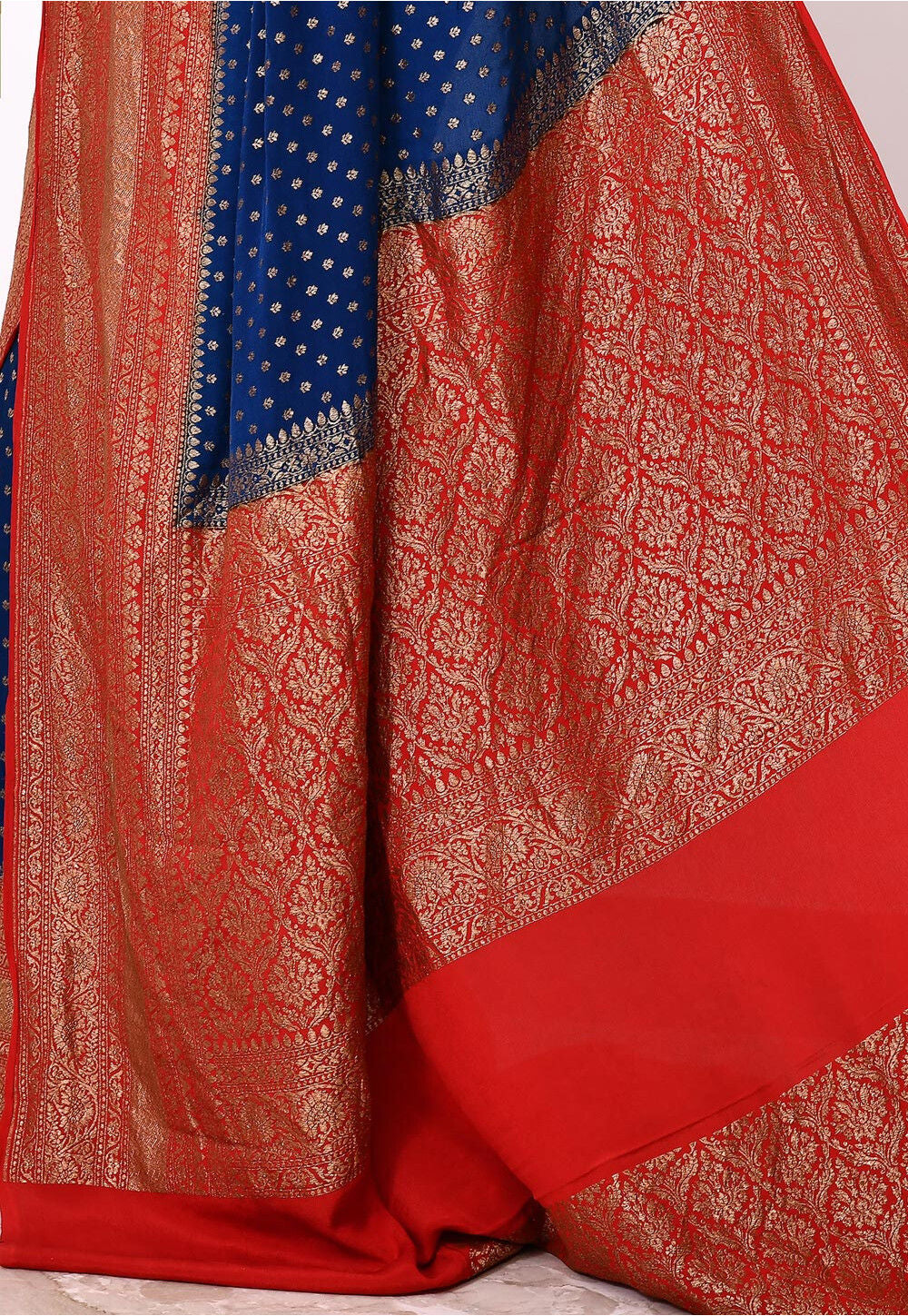 Navy Blue Khaddi Silk Handwoven Banaras Saree