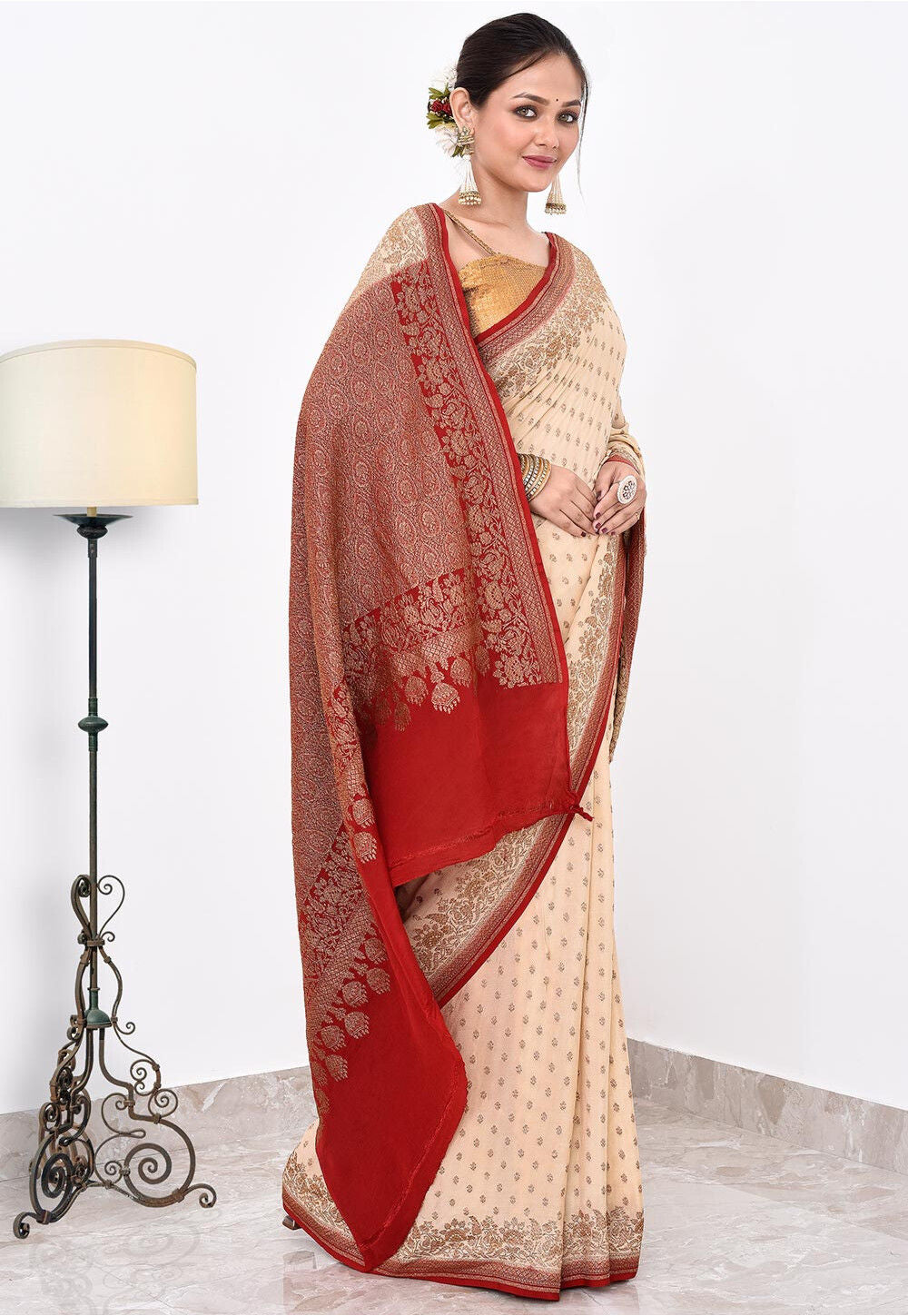 Crepe Silk Handwoven Banaras Saree