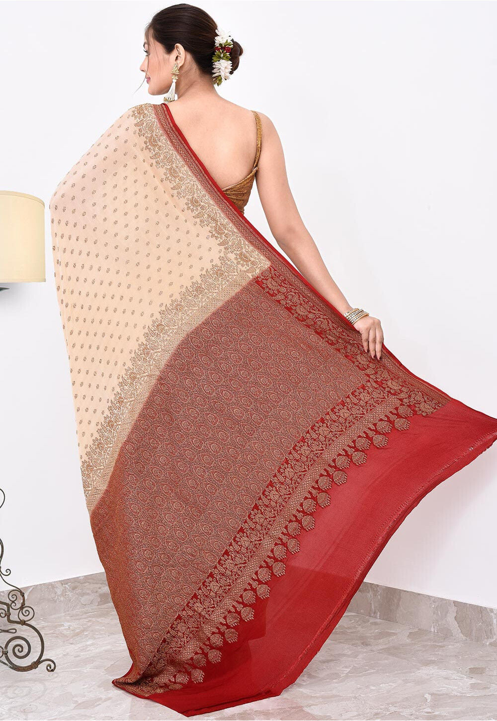 Crepe Silk Handwoven Banaras Saree