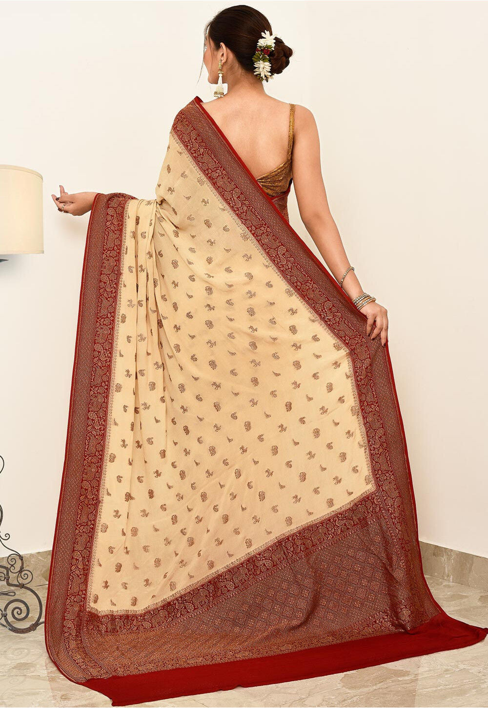Crepe Silk Handwoven Banaras Saree