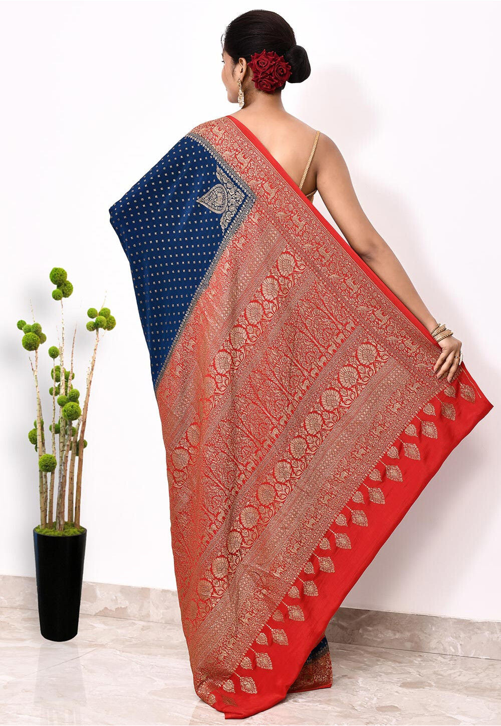 Blue Khaddi Silk Handwoven Banaras Saree