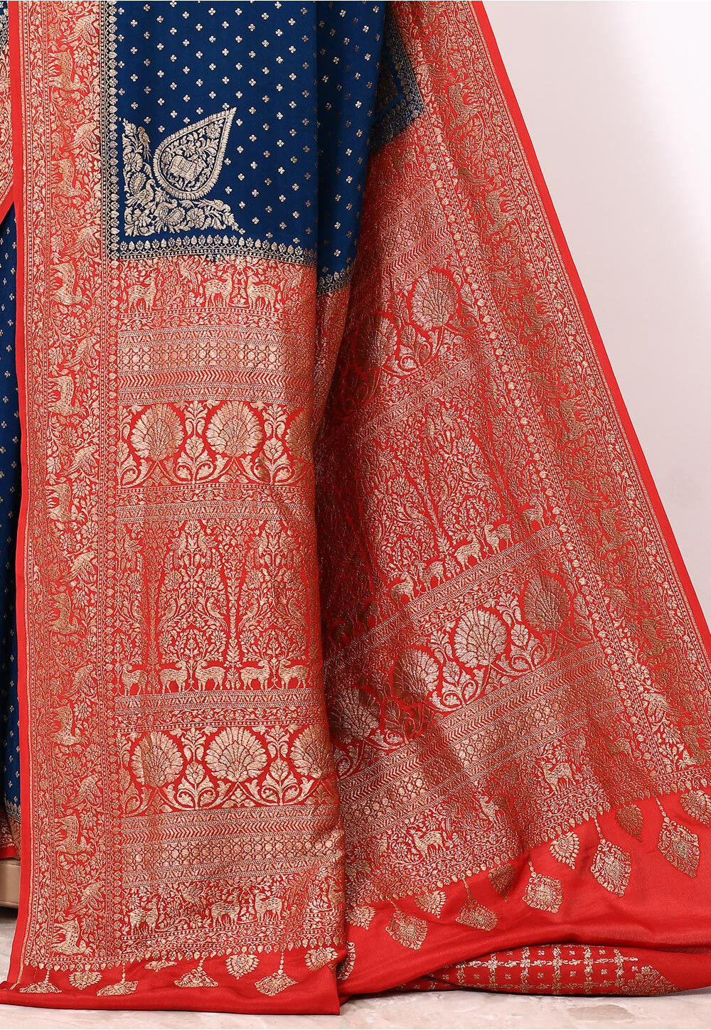Blue Khaddi Silk Handwoven Banaras Saree