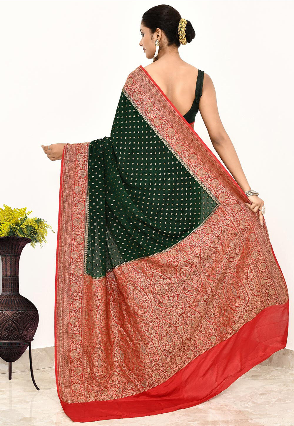 Green Khaddi Silk Handwoven Banaras Saree