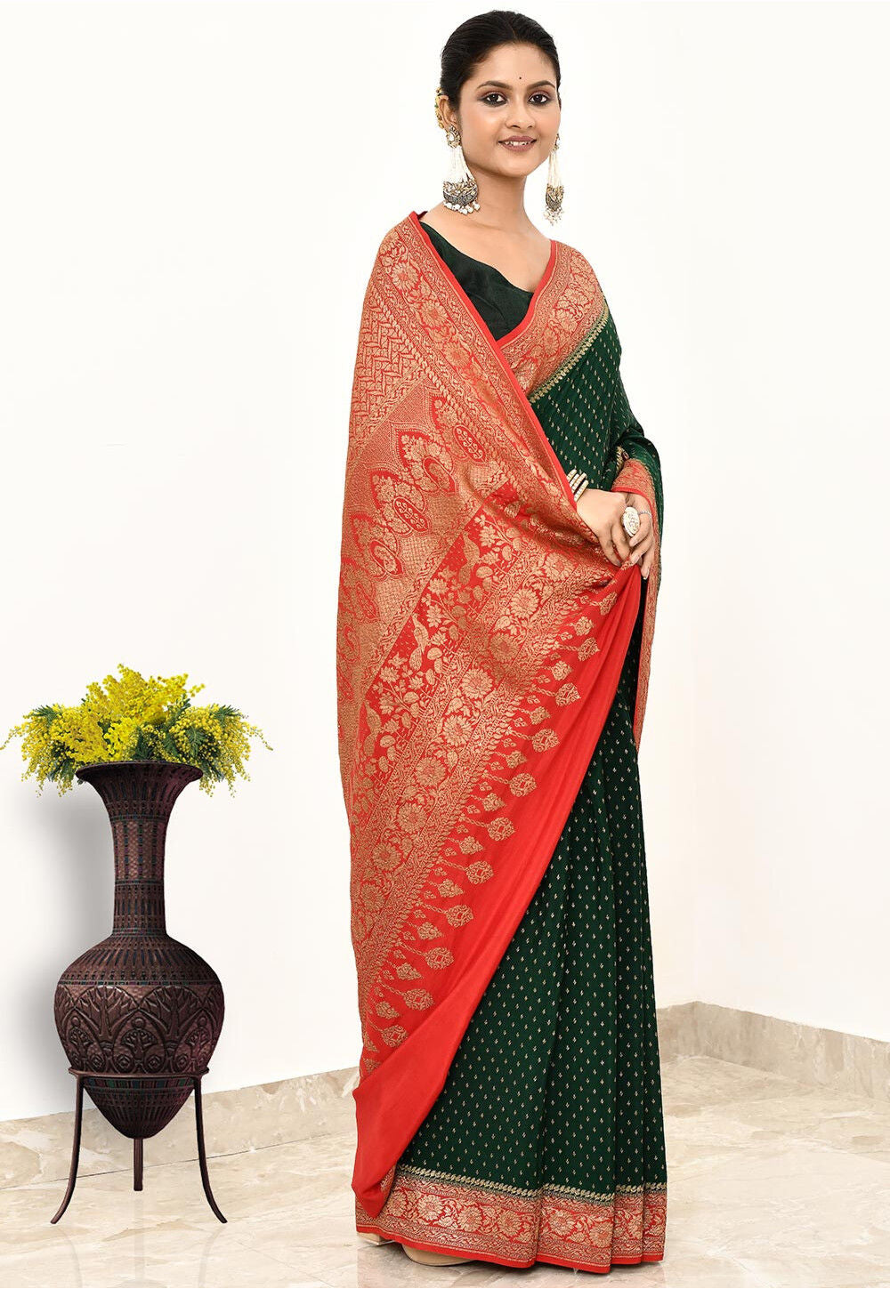 Green Khaddi Silk Handwoven Banaras Saree
