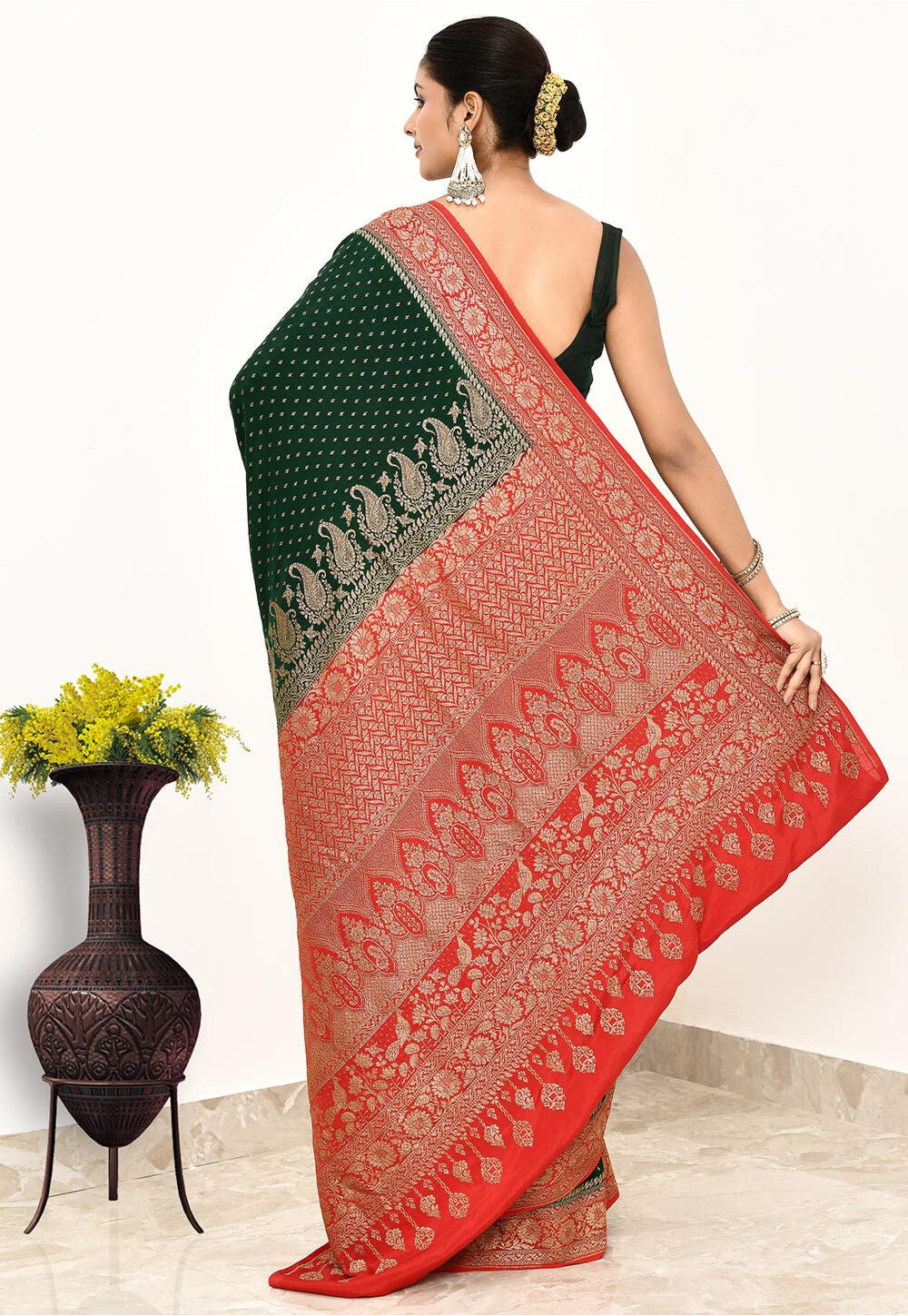 Green Khaddi Silk Handwoven Banaras Saree