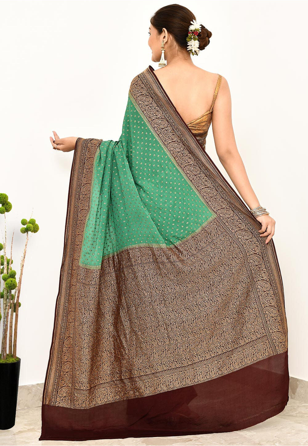 Green Khaddi Silk Handwoven Banaras Saree