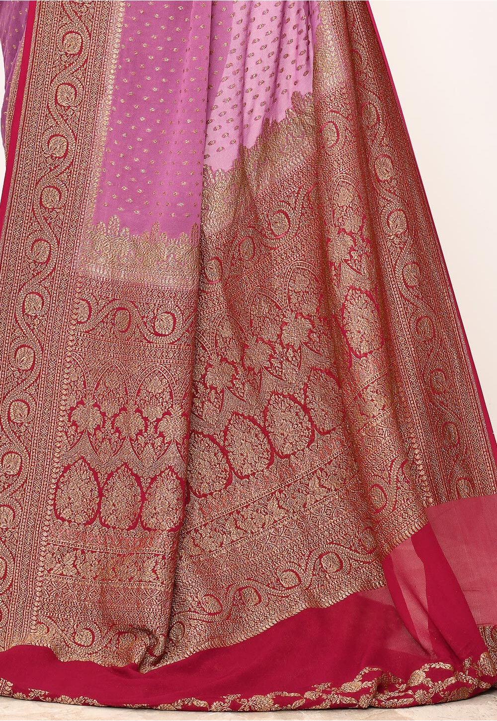 Rani Pink Khaddi  Silk Handwoven Banaras Saree