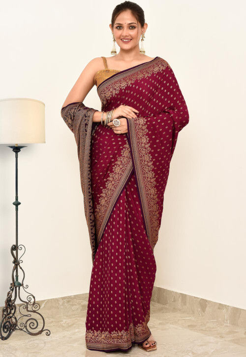 Crepe Silk Handwoven Banaras Saree