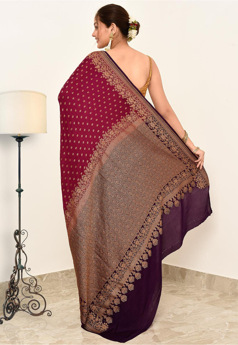 Crepe Silk Handwoven Banaras Saree
