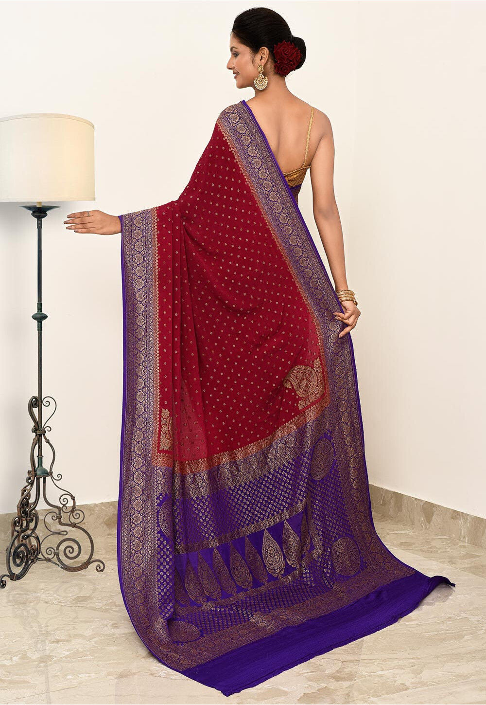 Maroon Khaddi Silk Handwoven Banaras Saree