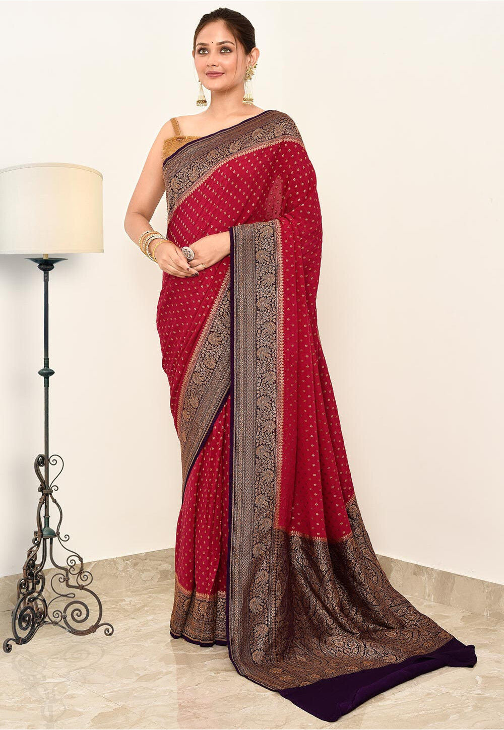 Crepe Silk Handwoven Banaras Saree