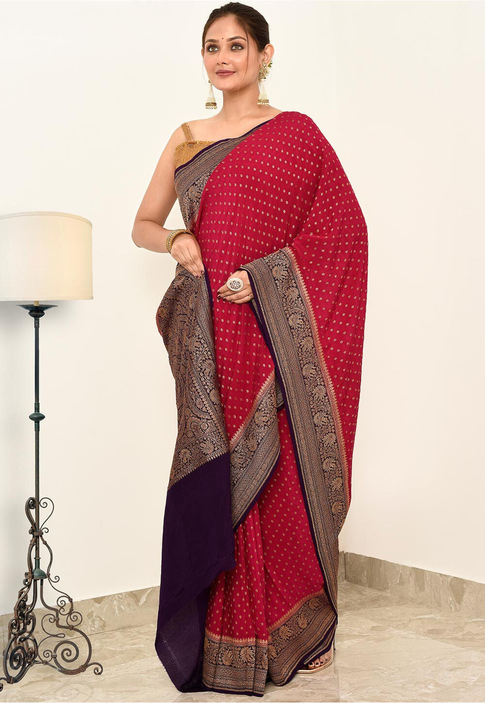 Crepe Silk Handwoven Banaras Saree