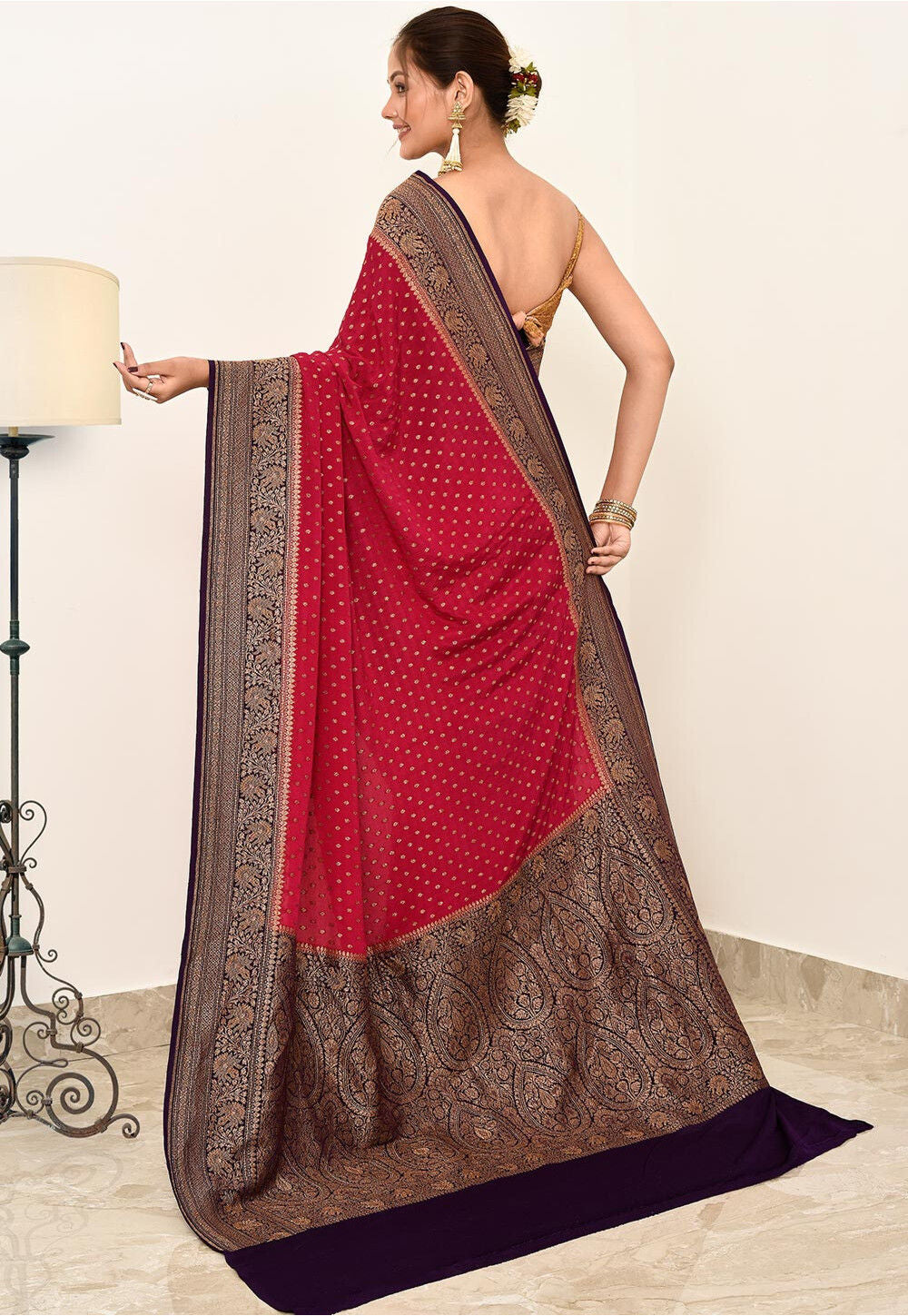 Crepe Silk Handwoven Banaras Saree