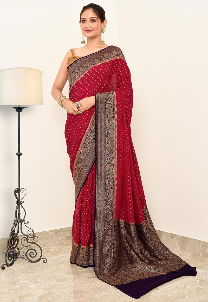 Crepe Silk Handwoven Banaras Saree