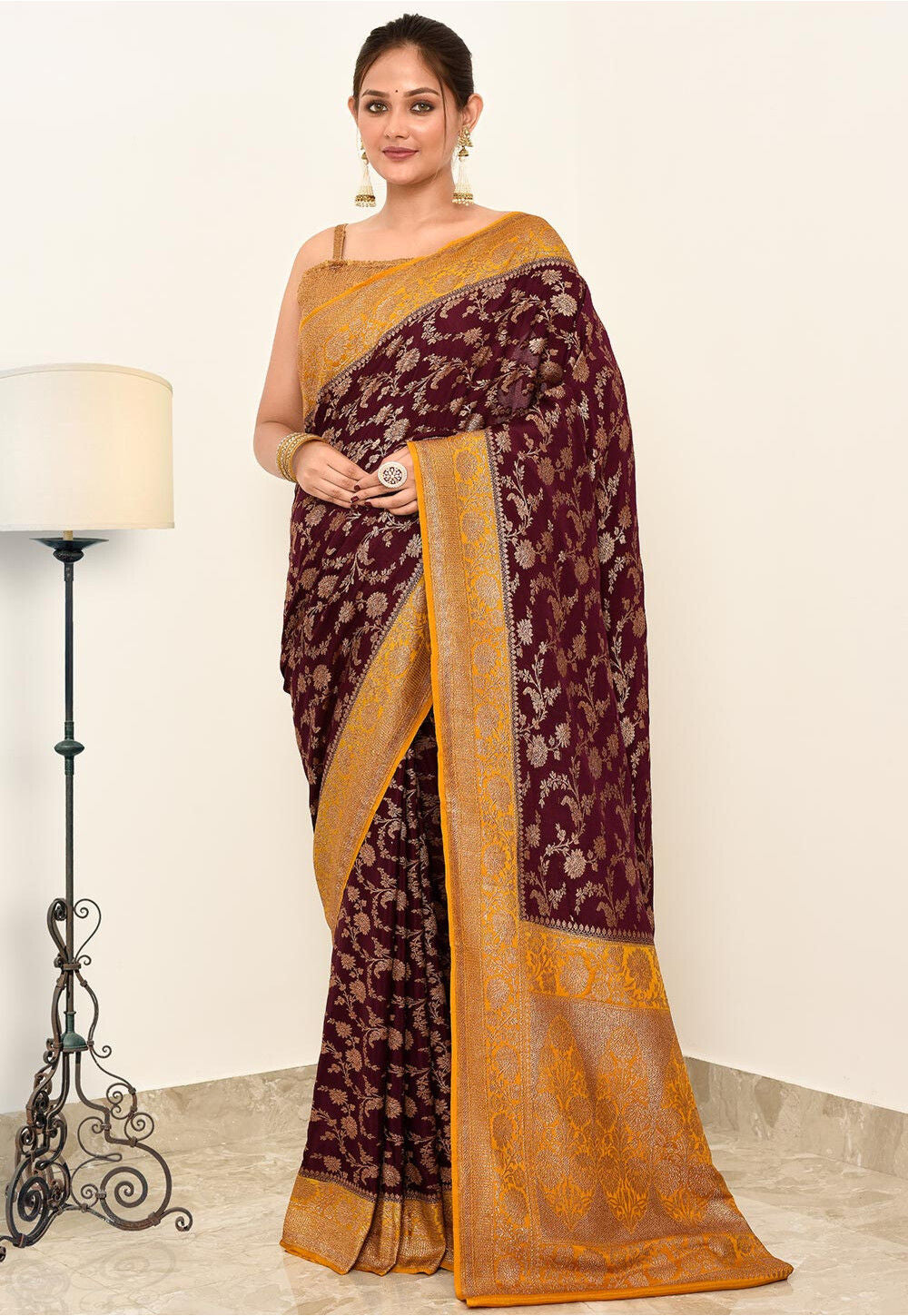 Crepe Silk Handwoven Banaras Saree